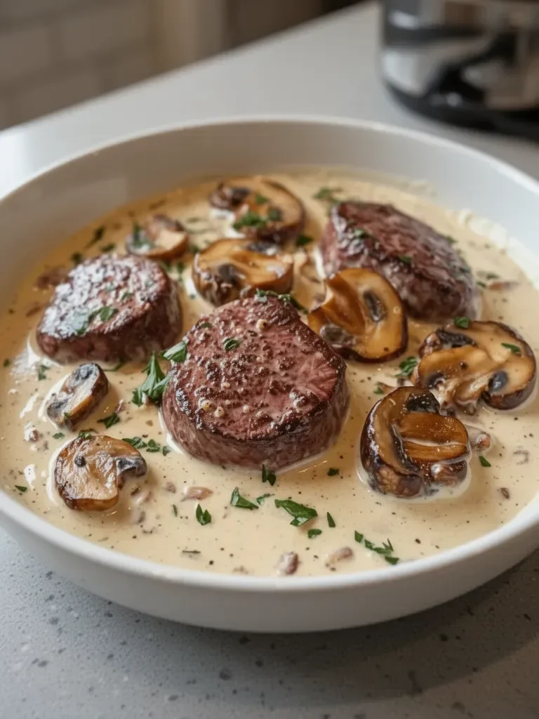 Filet Mignon Crémeux au Boursin et Champignons