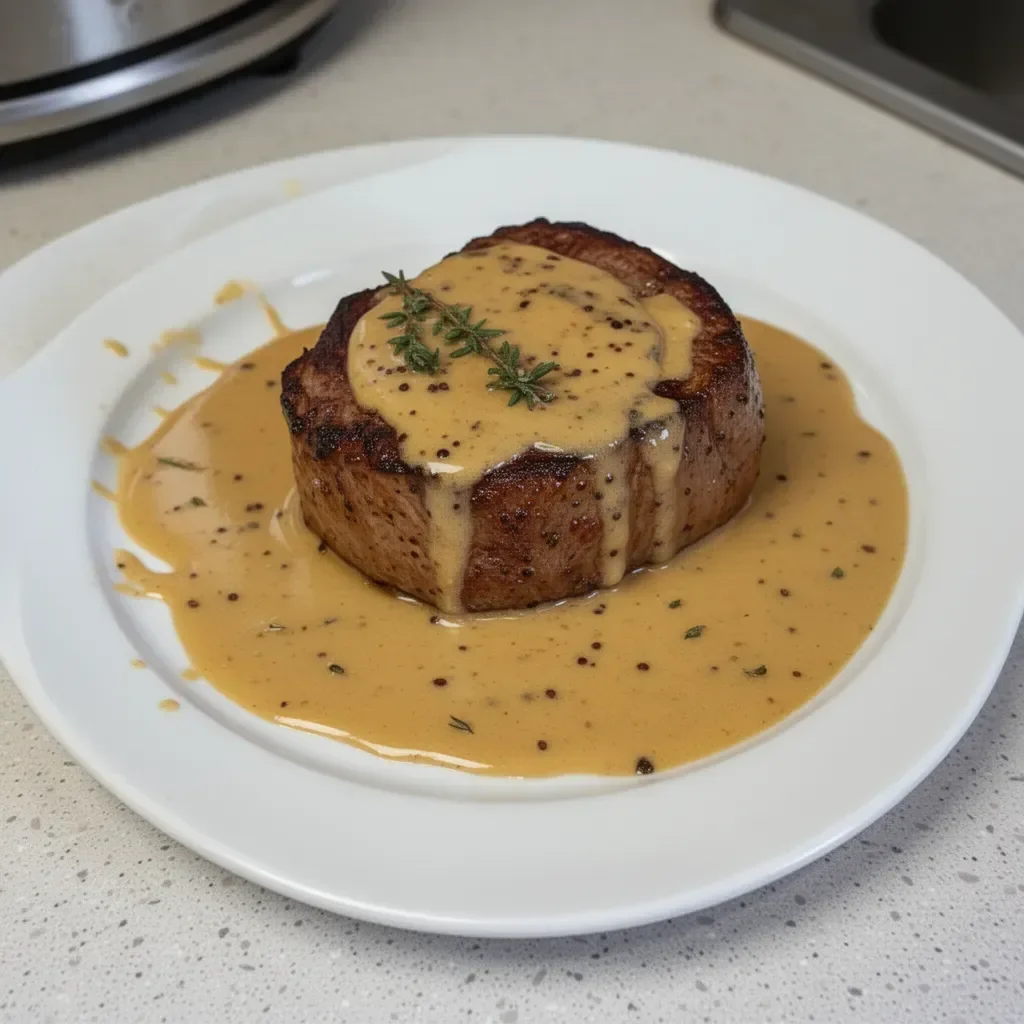 Filet mignon avec sauce miel et moutarde