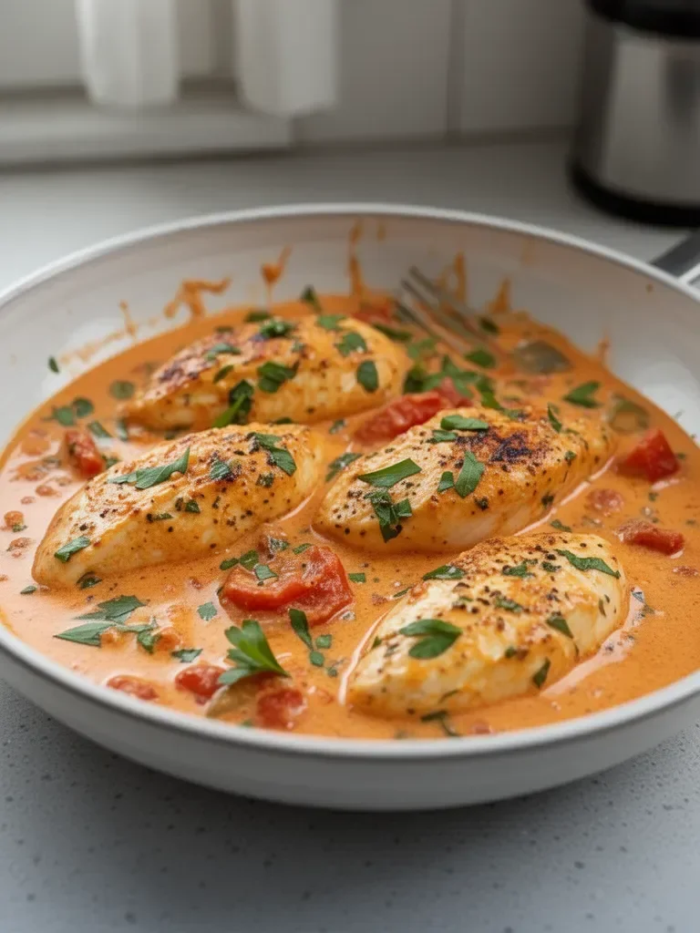 Filets de poulet à la crème de tomate