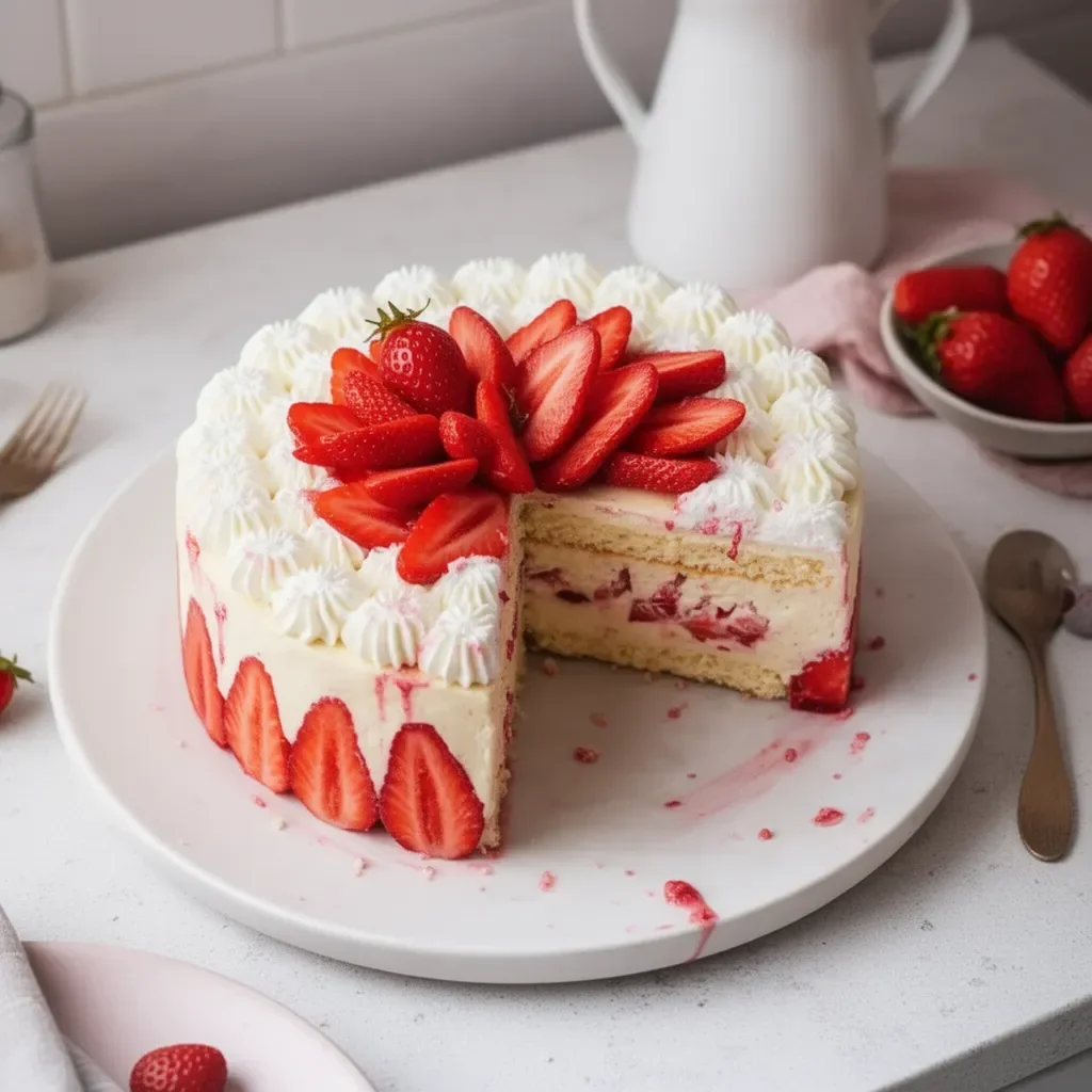 Gâteau fraisier élégant avec fraises et crème pâtissière