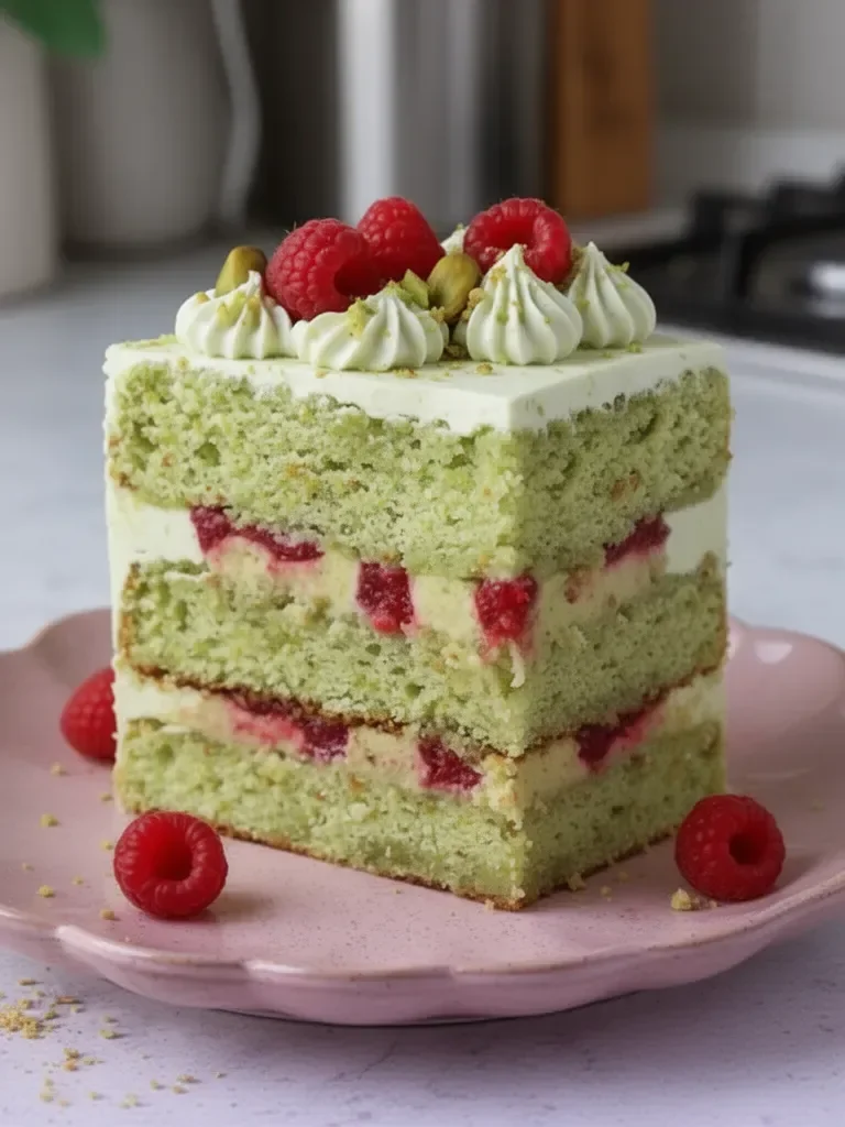 Gâteau à la pistache et à la framboise