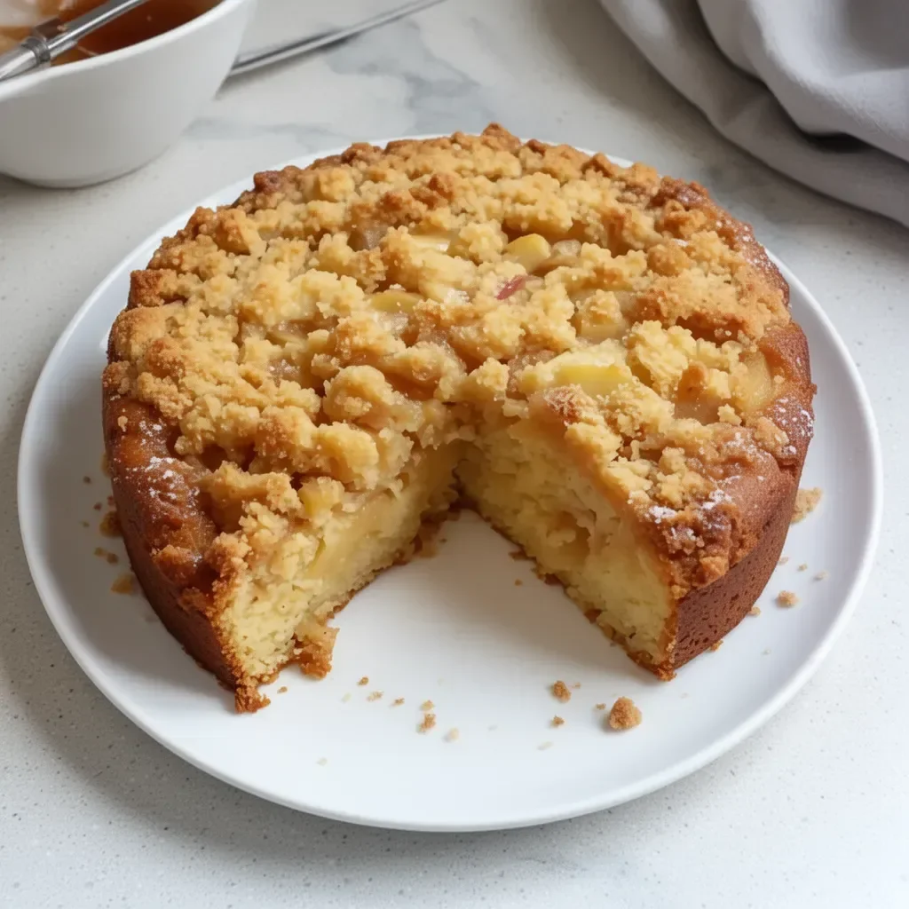 Gâteau Crumble aux Pommes fraîchement préparé, savoureux et croustillant.