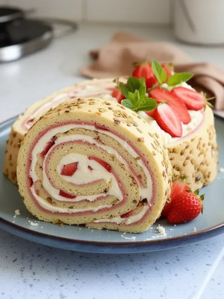 Gâteau Roulé aux Fraises et Chantilly Mascarpone