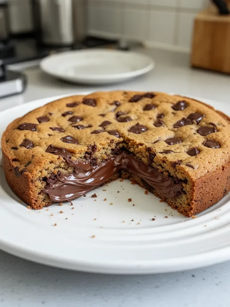 Giant cookie filled with spreadable chocolate