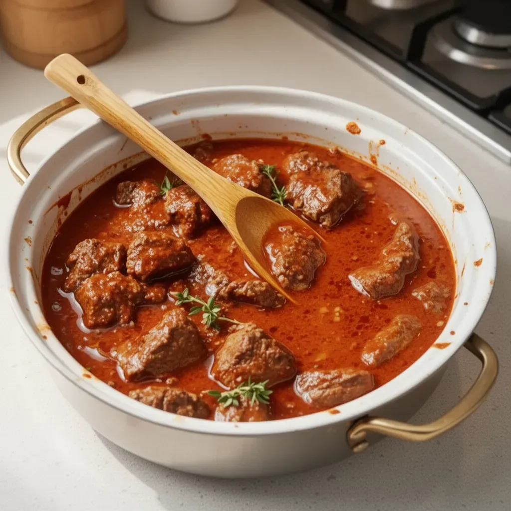 Bol de goulash hongrois savoureux avec viande et légumes
