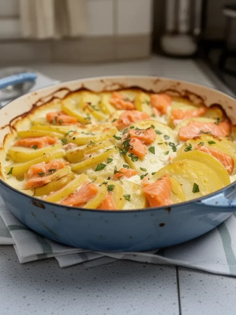Gratin de pommes de terre et saumon