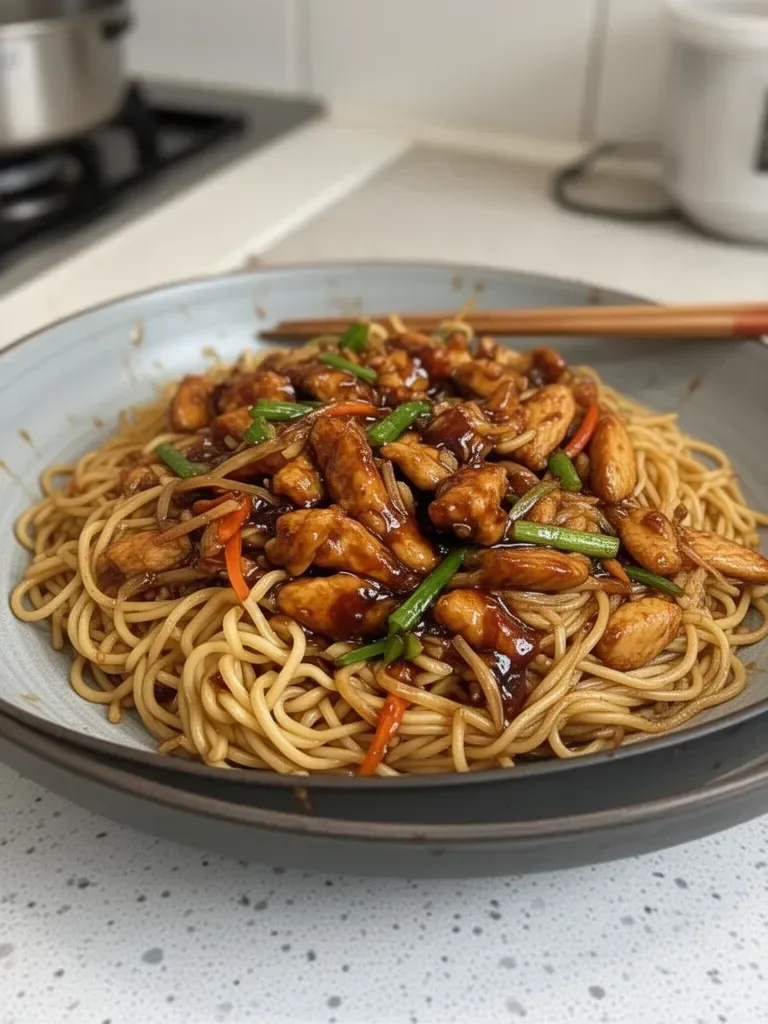 Nouilles Sautées au Poulet Caramélisé