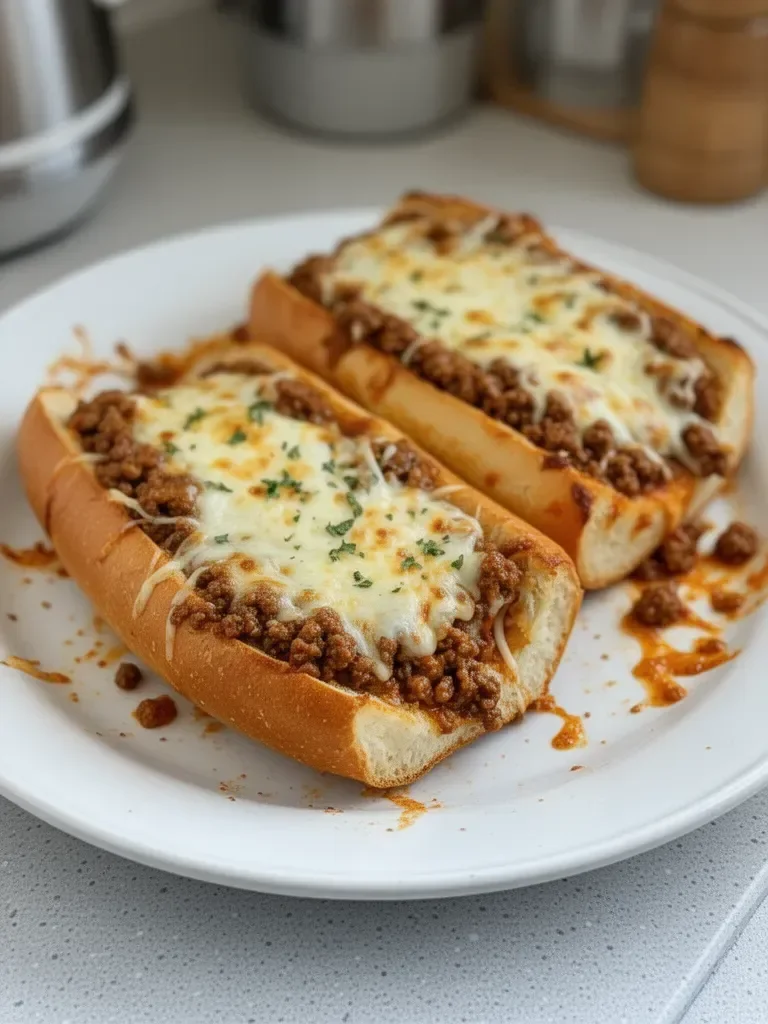 Pain à l'ail avec Sloppy Joe au fromage