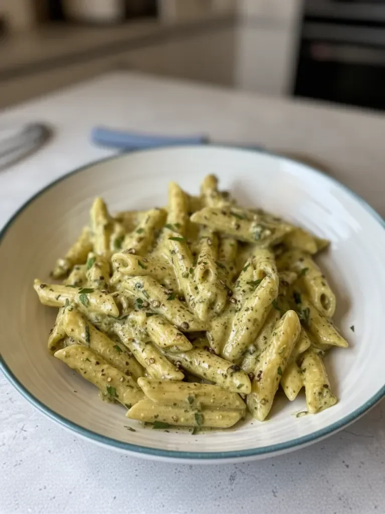 Pâtes à la sauce pesto crémeuse (Meilleure recette facile en une seule casserole)
