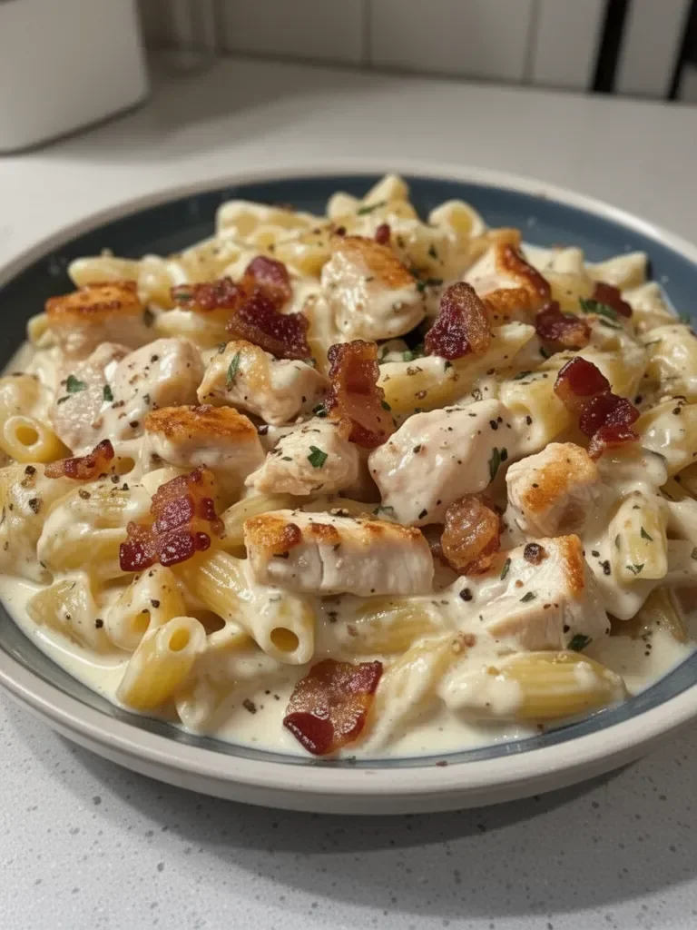 Pâtes au poulet, bacon et ranch