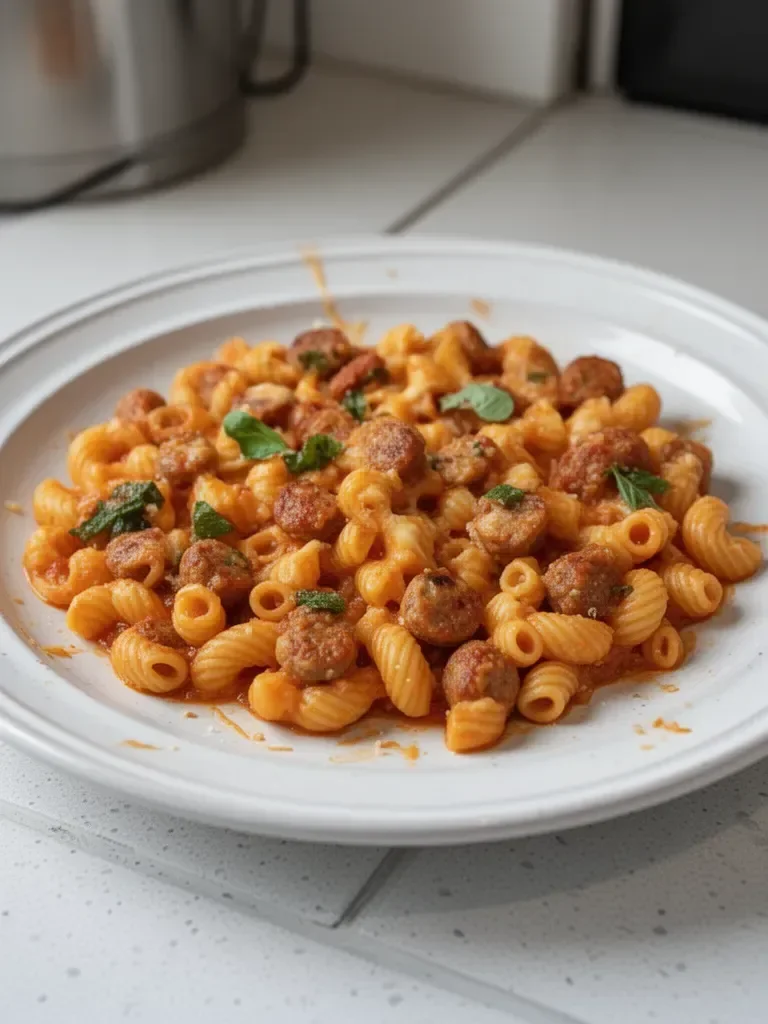 Pâtes au Saucisse et Fromage en Une Seule Casserole