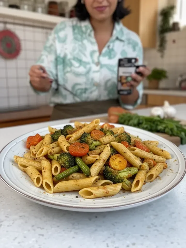 Pâtes aux légumes rôtis