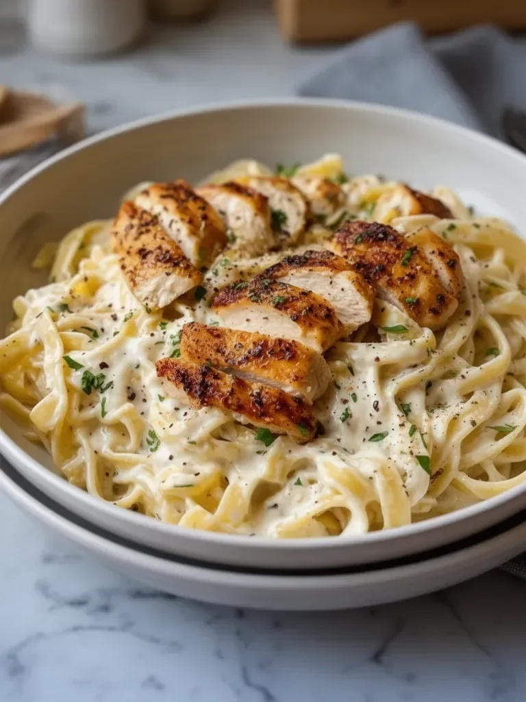 Recette de pâtes Alfredo au poulet