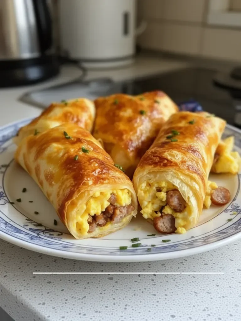 Roulés de petit-déjeuner saucisse, œuf et fromage