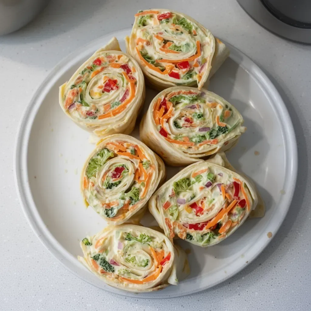Roulés de tortilla garnis de légumes frais et colorés