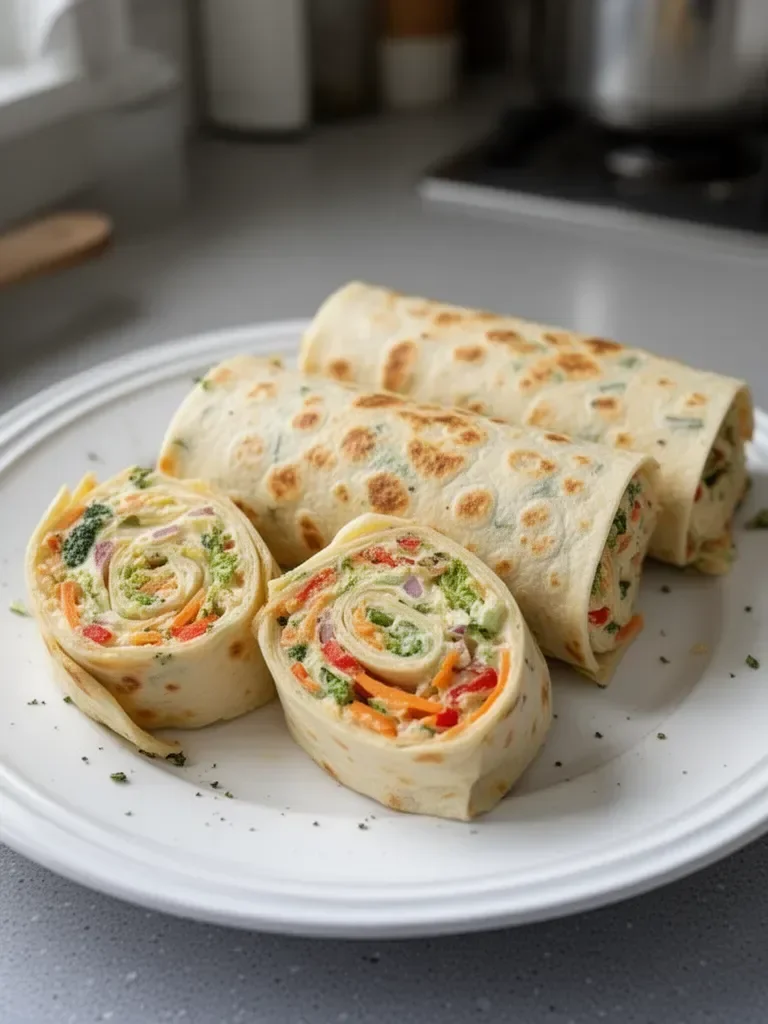 Roulés de tortilla aux légumes frais