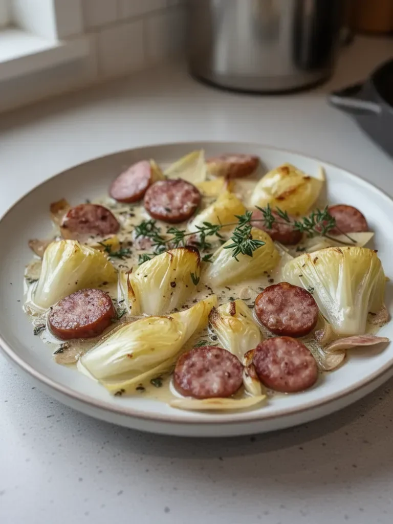 Salade d'endives et saucisses fumées