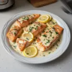 Saumon Cuit au Four avec Sauce Crémeuse au Beurre et Citron