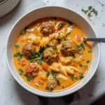 Soupe crémeuse aux boulettes de viande italiennes