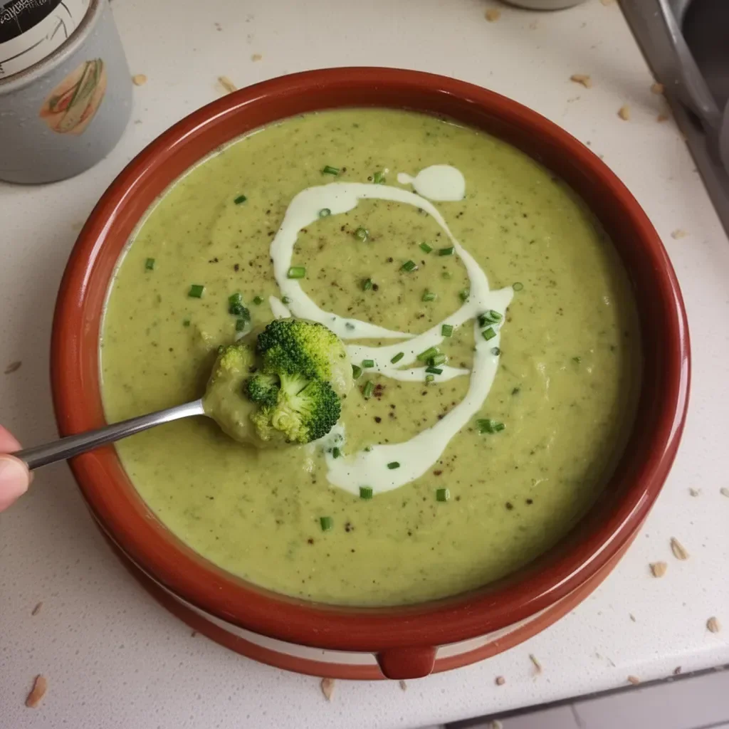 Soupe Crémeuse de Brocoli Végan Haute en Protéines dans un bol
