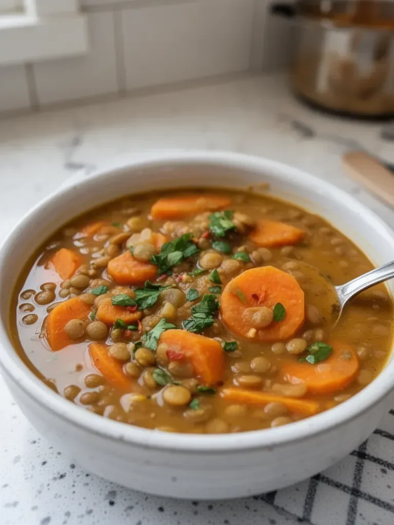Soupe de carottes et de lentilles