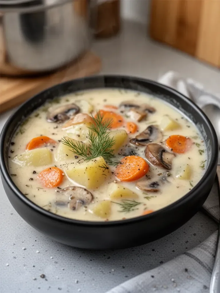 Recette de soupe russe aux pommes de terre et champignons