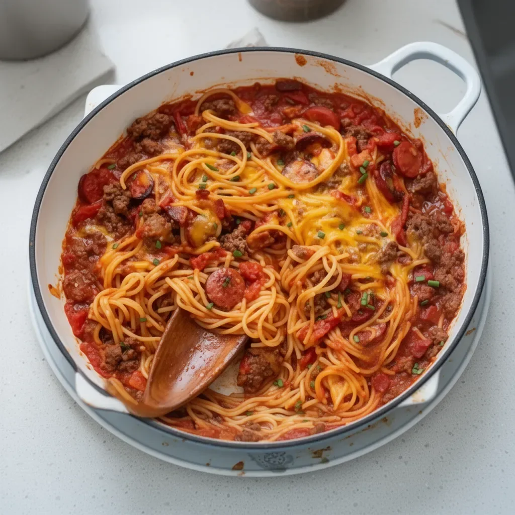 Recette de spaghetti cowboy en une seule casserole, facile et délicieuse.