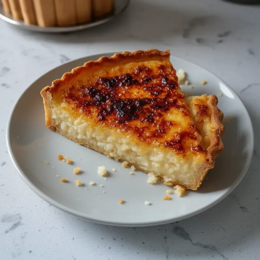 Tarte au Riz de Verviers, un dessert traditionnel belge avec du riz et une croûte sucrée