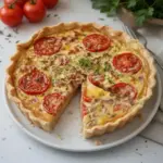 Tarte au thon, tomate et moutarde