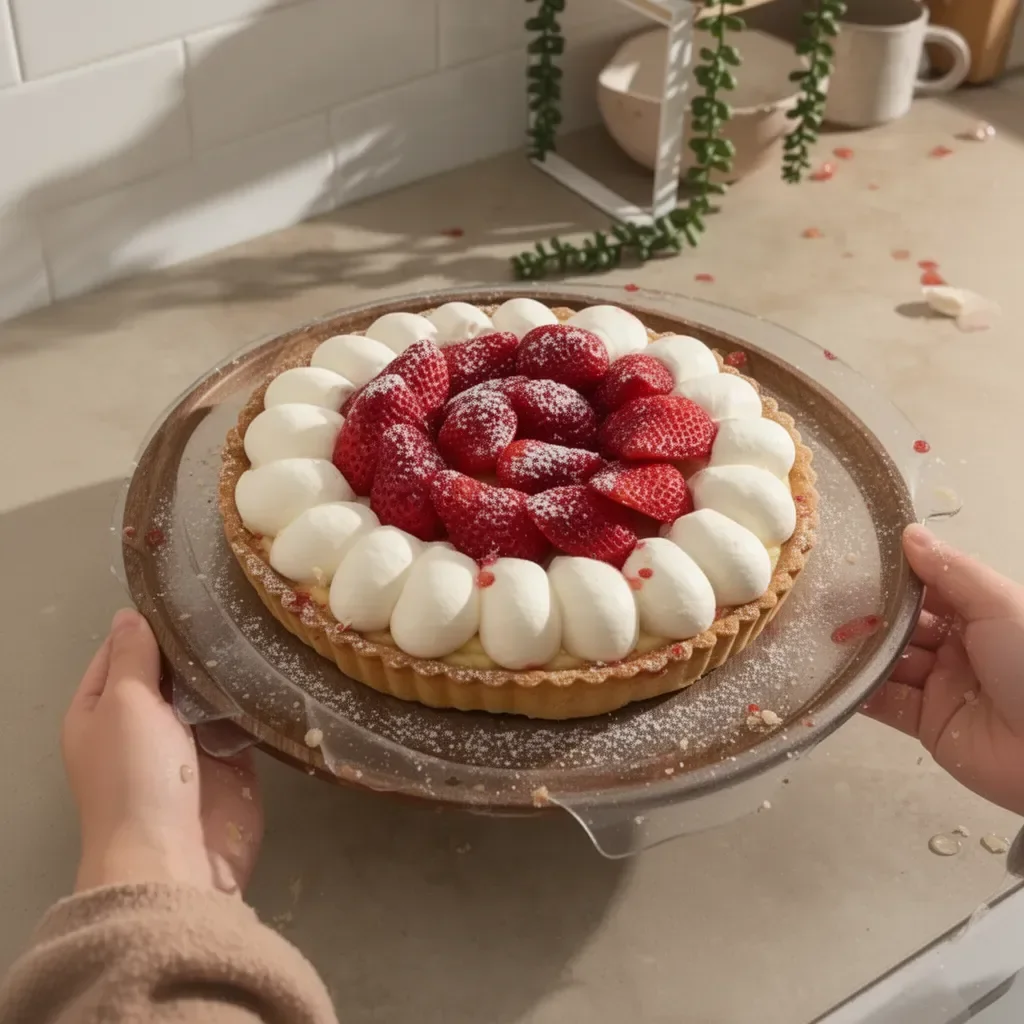 Tarte aux fraises et crème pâtissière garnie de fraises fraîches