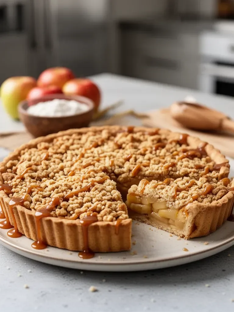 Tarte Crumble aux Pommes & Caramel
