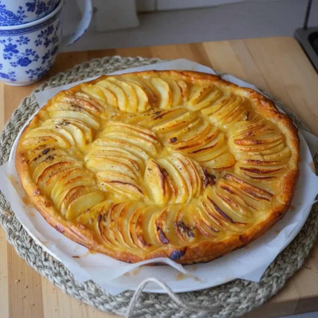 Tarte fine aux pommes facile et rapide avec une croûte croustillante et des pommes juteuses
