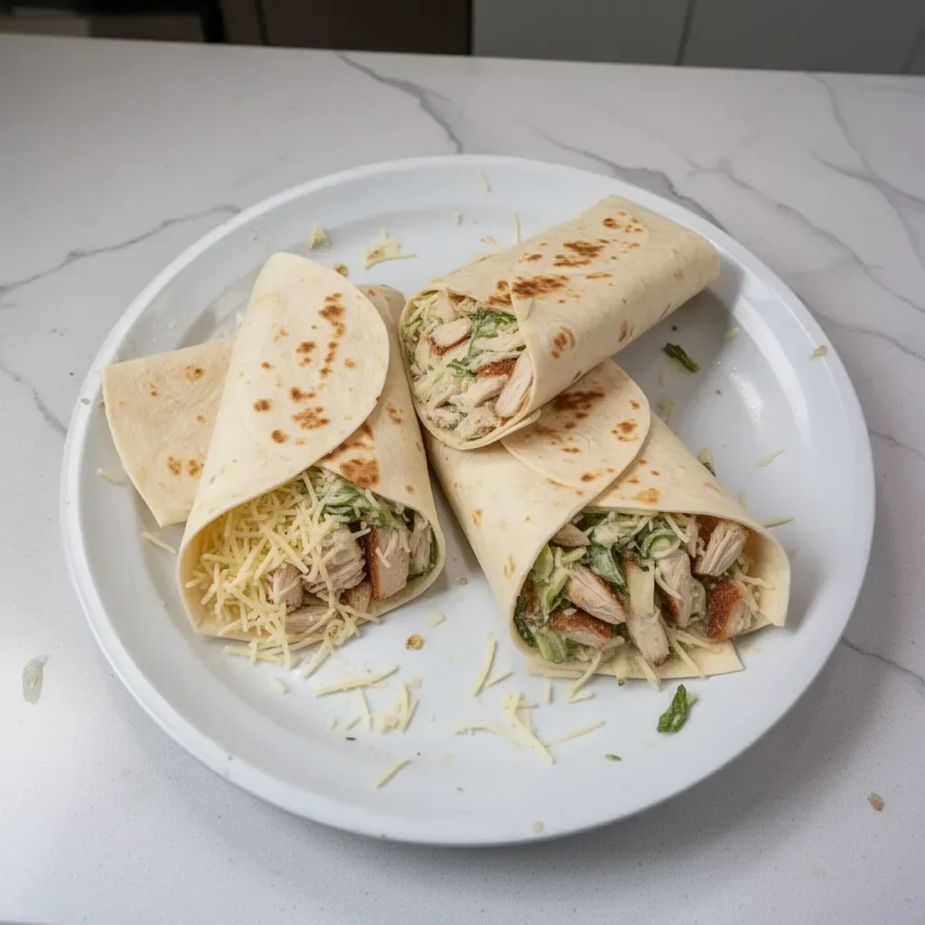 Wrap César au poulet avec légumes frais et sauce crémeuse