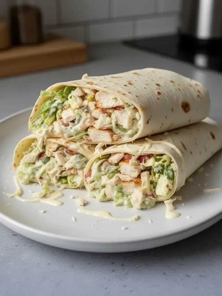 Wrap de salade César au poulet haché