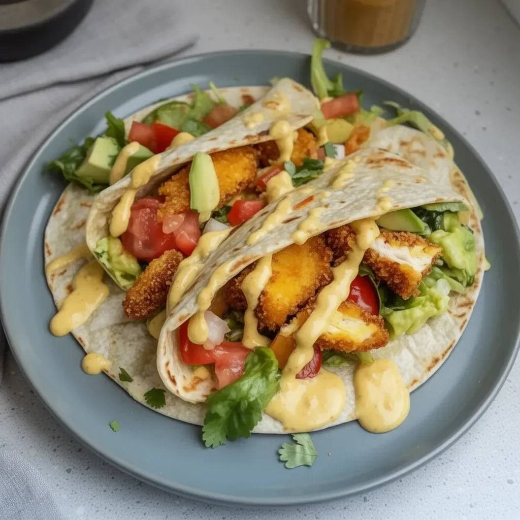 Wraps au poulet croustillant avec mayonnaise curry délicieux