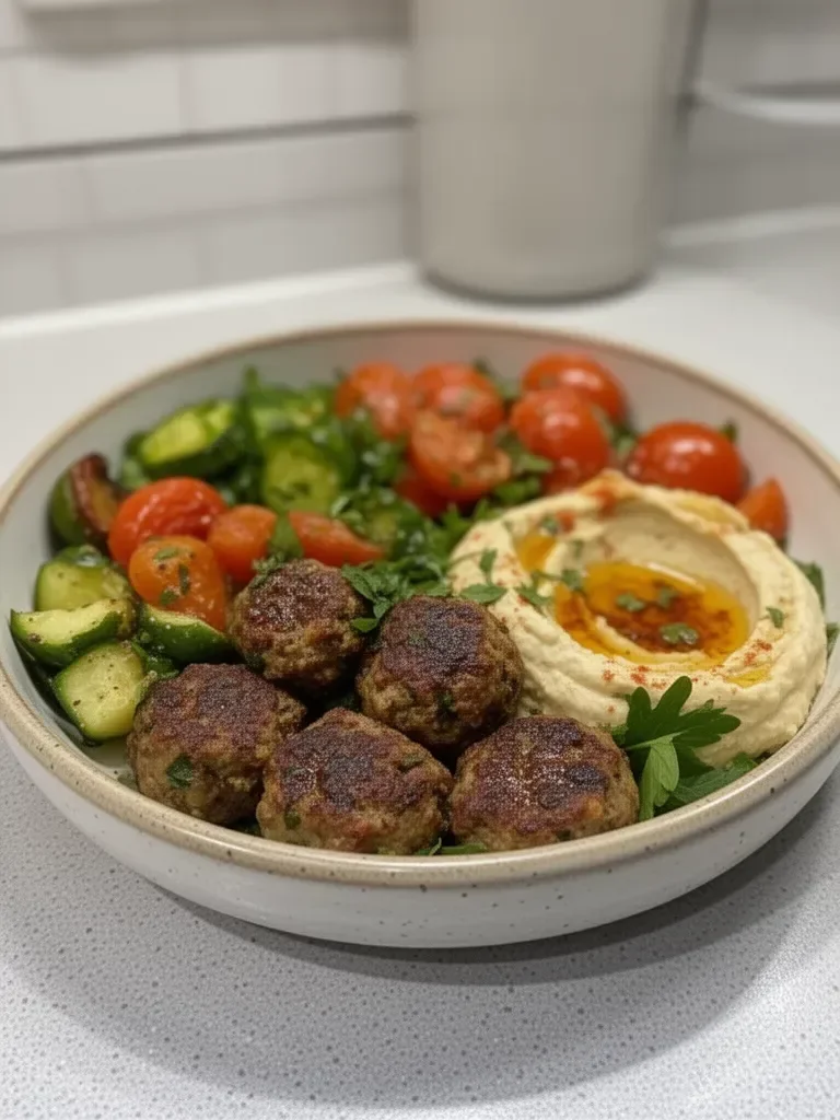 Assiette libanaise de kefta & houmous : Un délice irrésistible