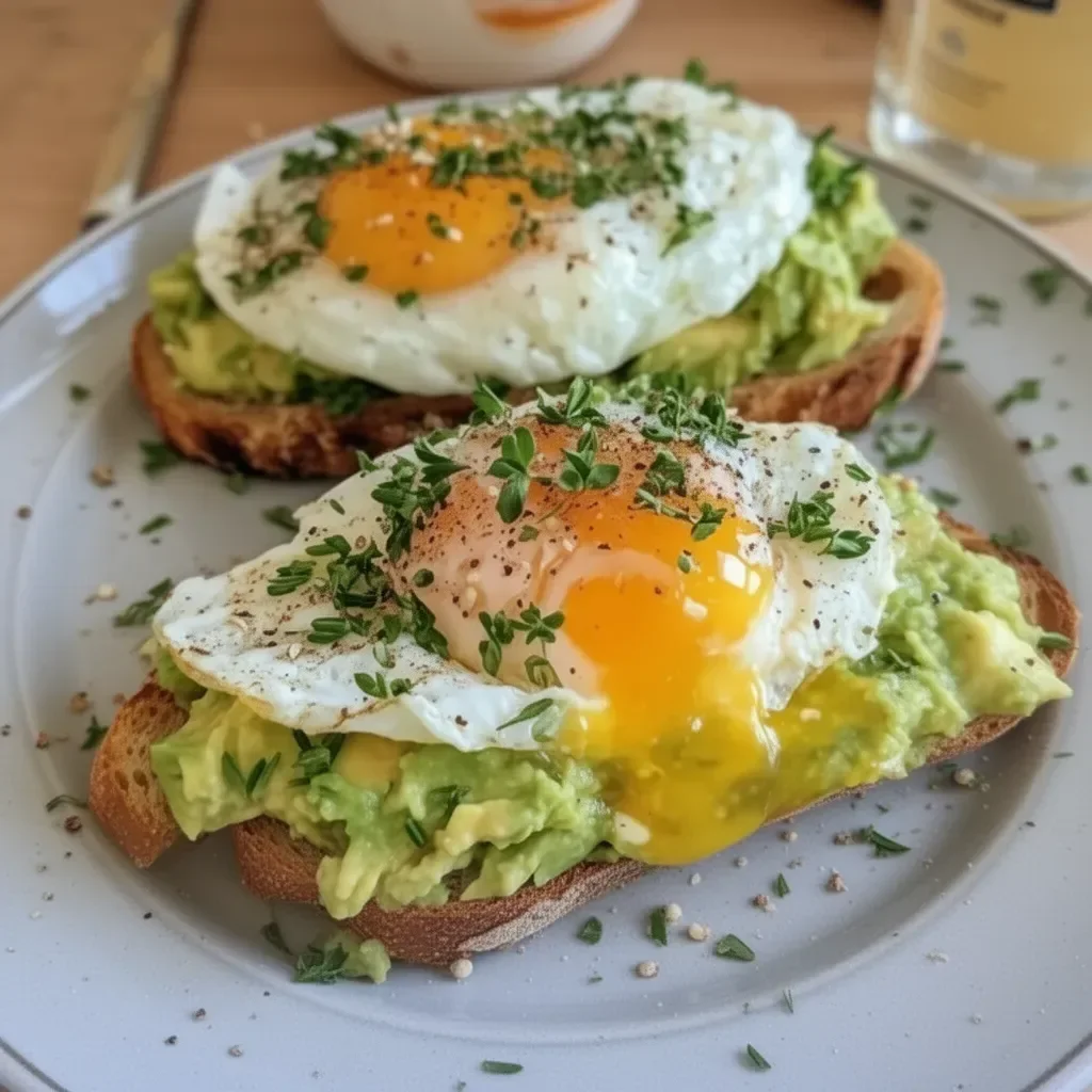 Avocado toast avec un œuf au plat