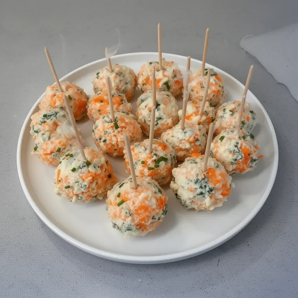 Bouchées au surimi et fromage frais prêtes à être dégustées.