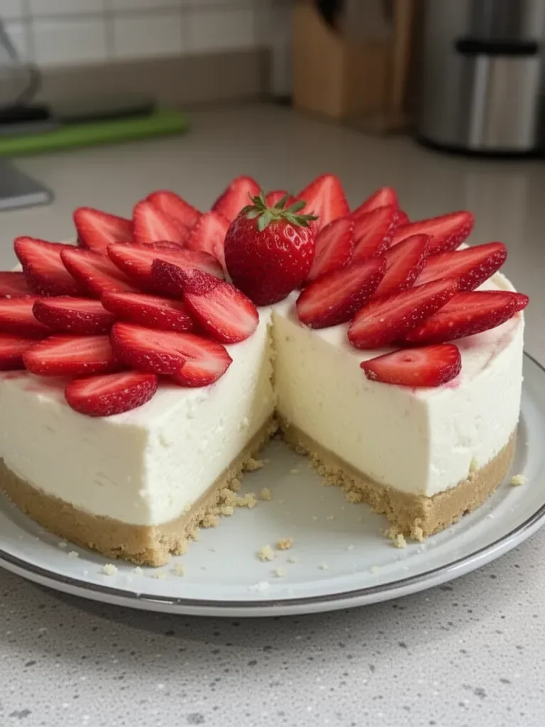 Cheesecake au citron vert et aux fraises (sans cuisson)