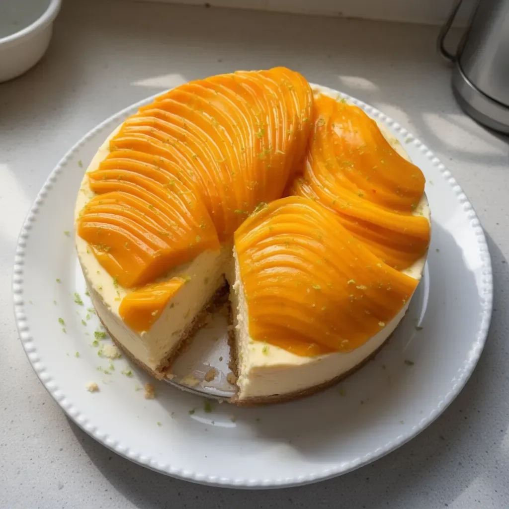 Cheesecake mangue, coco et citron vert, un dessert tropical savoureux
