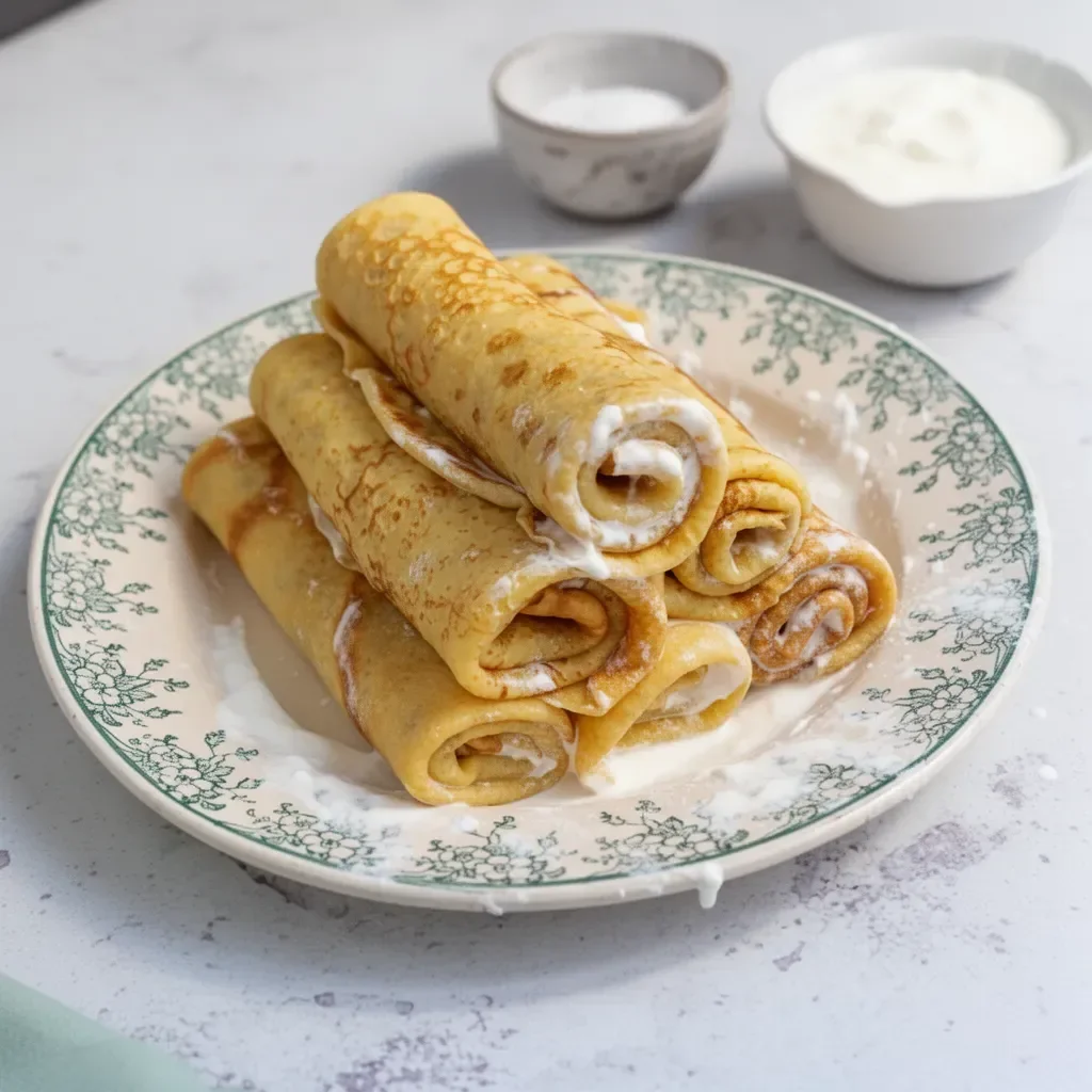 Crêpes au yaourt garnies de fruits frais et de miel