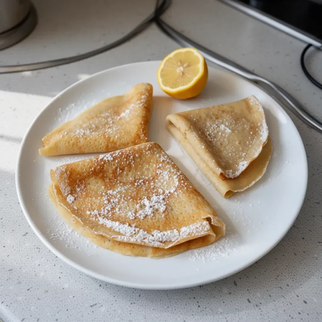 Assiette de crêpes sans gluten garnies de fruits frais