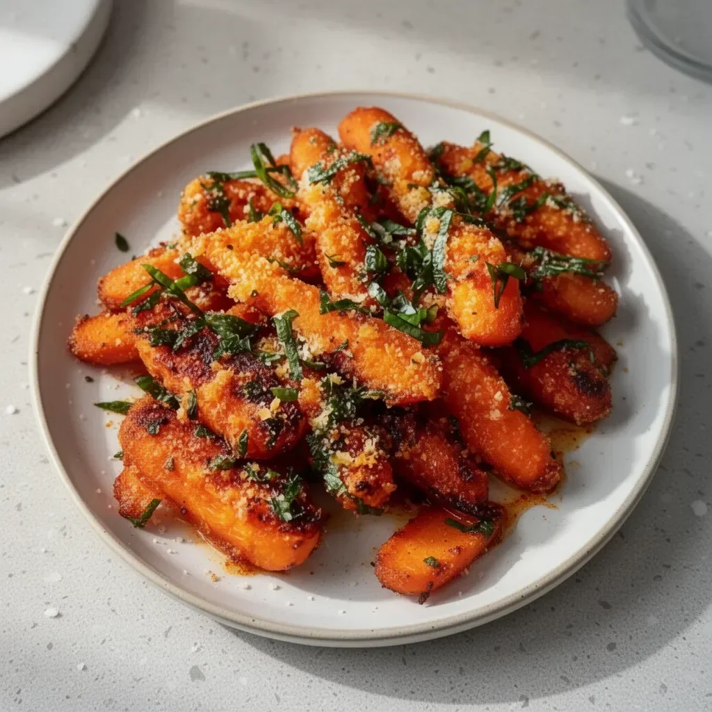 Carottes écrasées croustillantes avec paprika fumé et parmesan