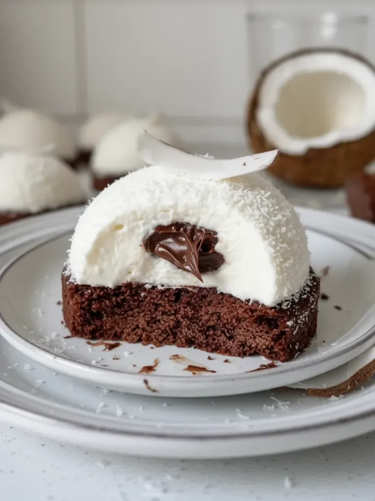 Dôme de noix de coco avec pâte à tartiner au chocolat