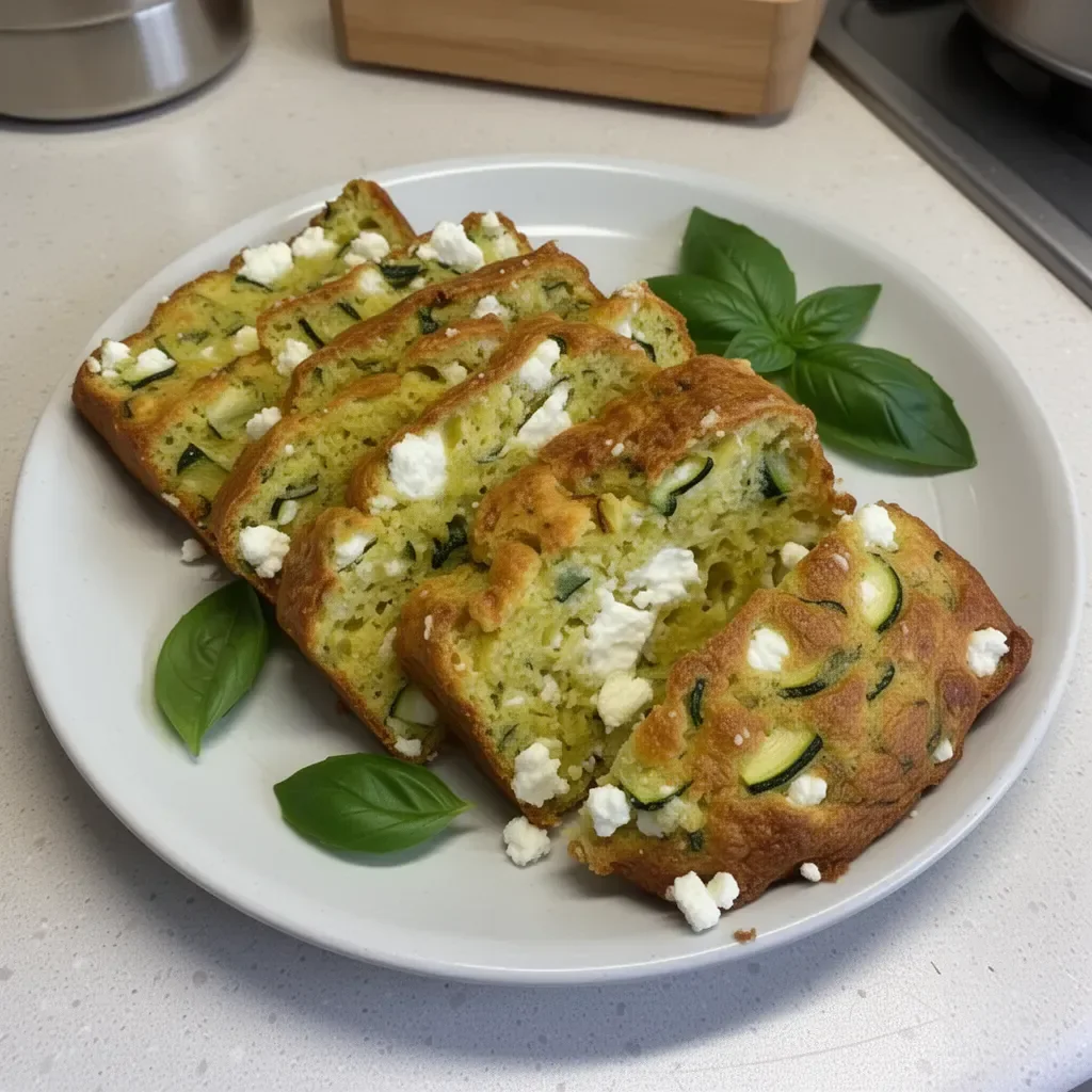 Gâteau de courgette, feta et basilic, plat savoureux et frais