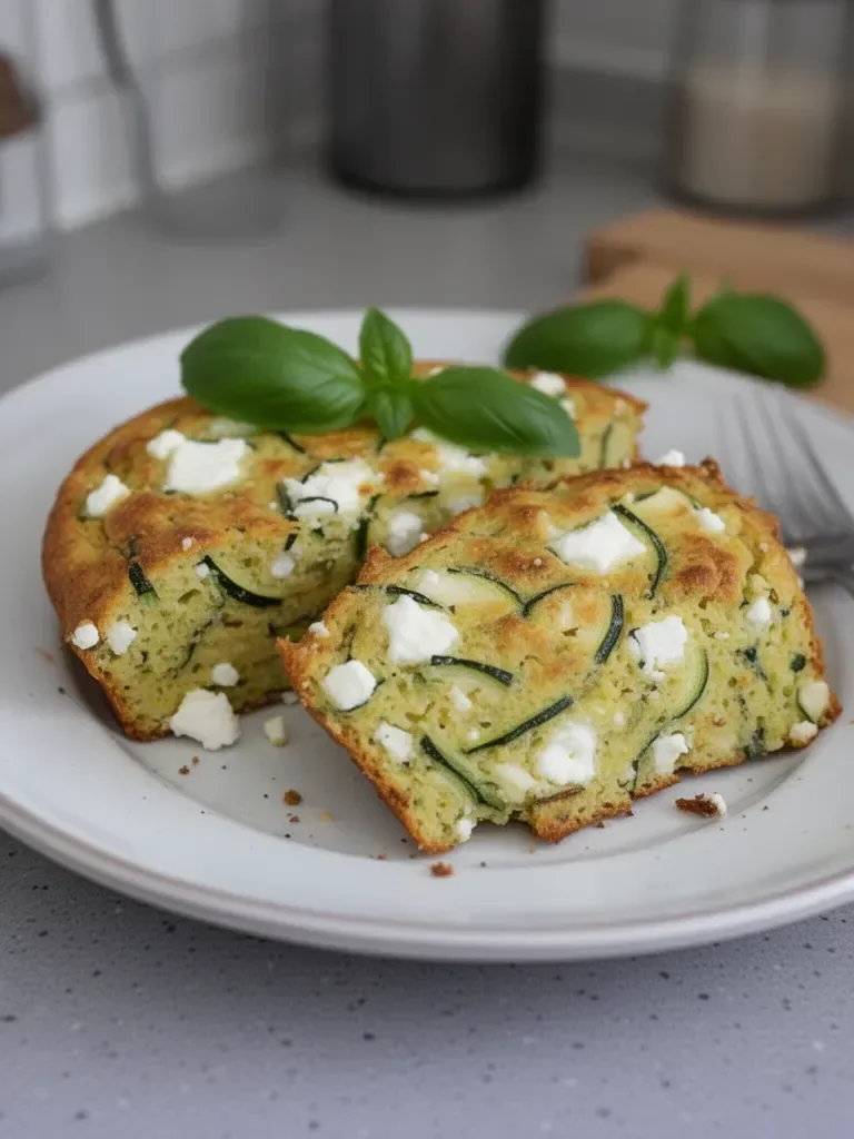 Gâteau de courgette, feta et basilic