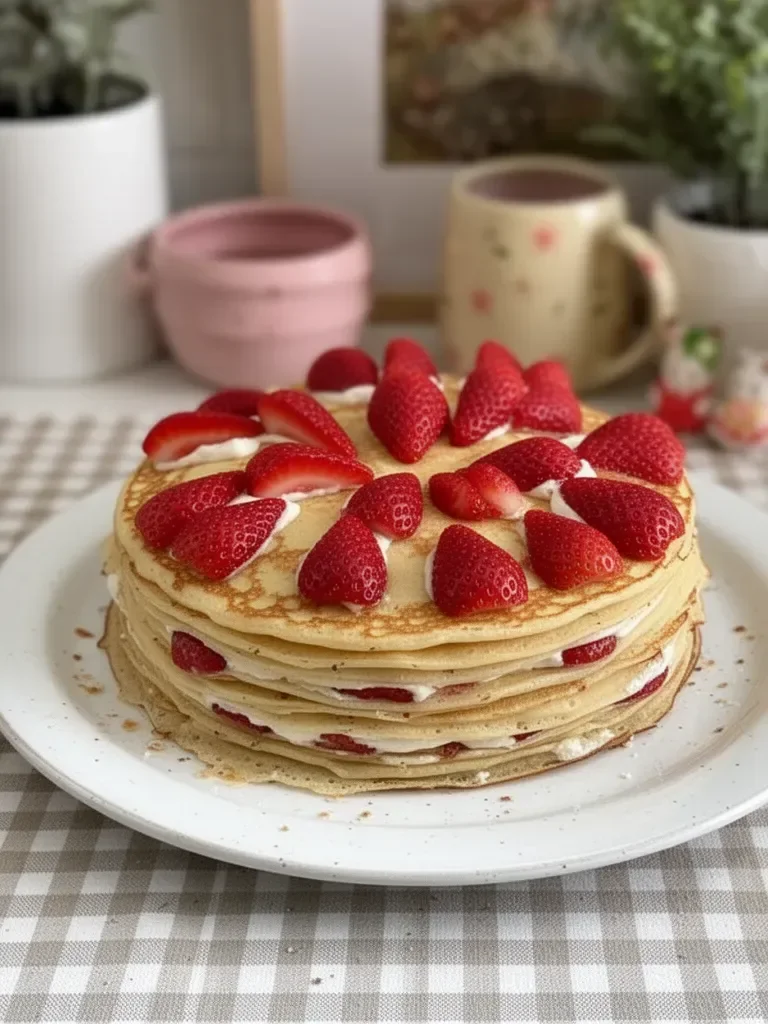 Gâteau de crêpes aux fraises
