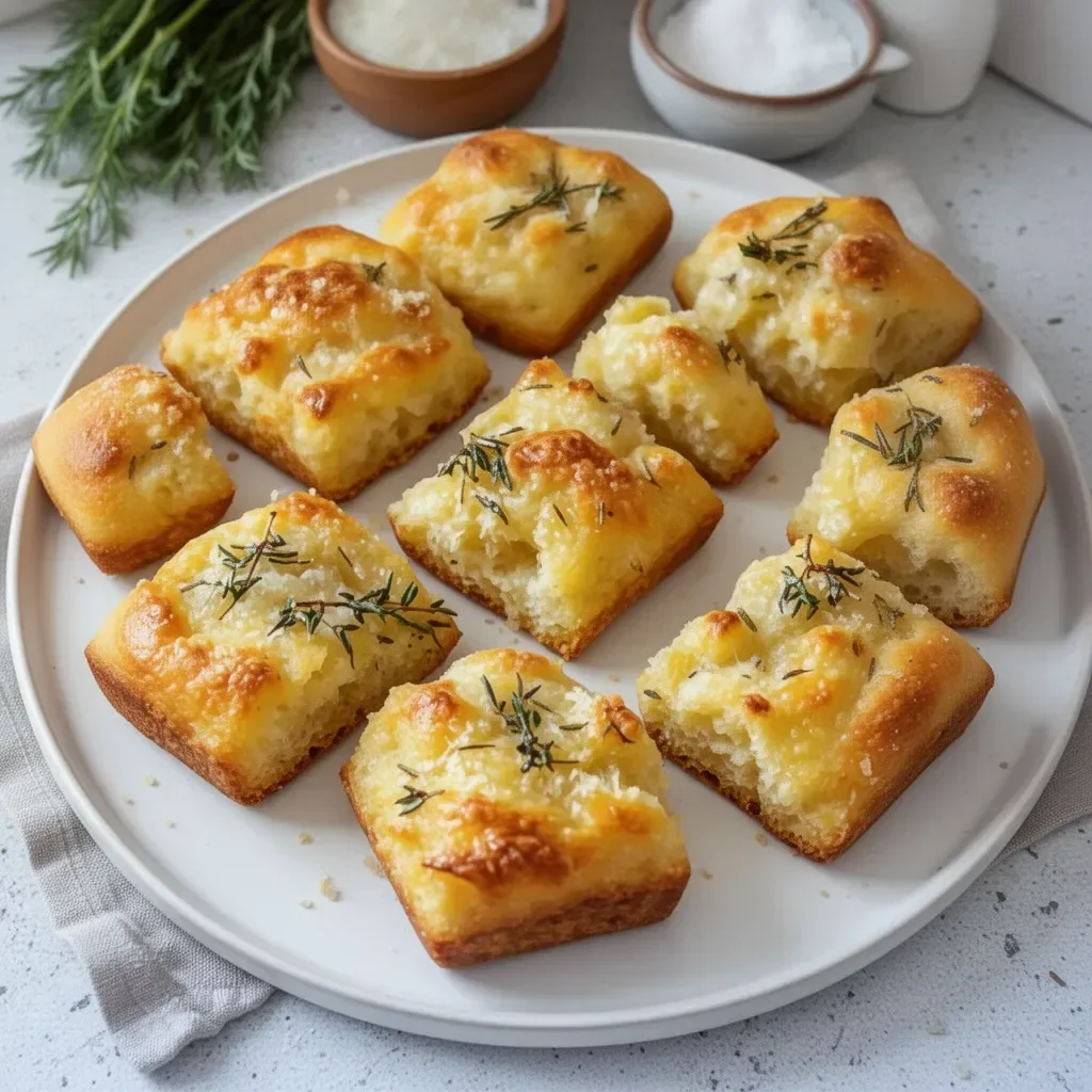 Muffins focaccia savoureux fraîchement cuits avec garnitures appétissantes