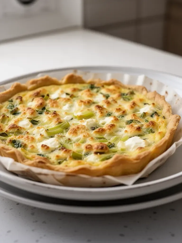 Quiche with leeks and goat cheese
