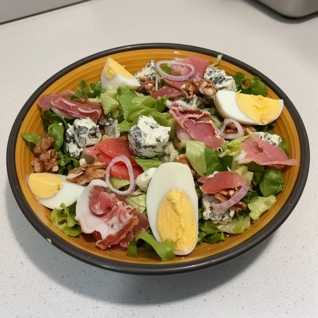 Salade auvergnate garnie de produits frais du terroir